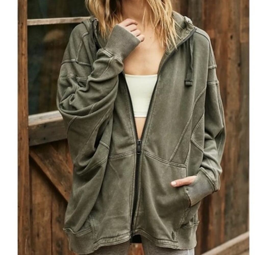 Free People Movement We The Free Camden Hoodie in Olive Green